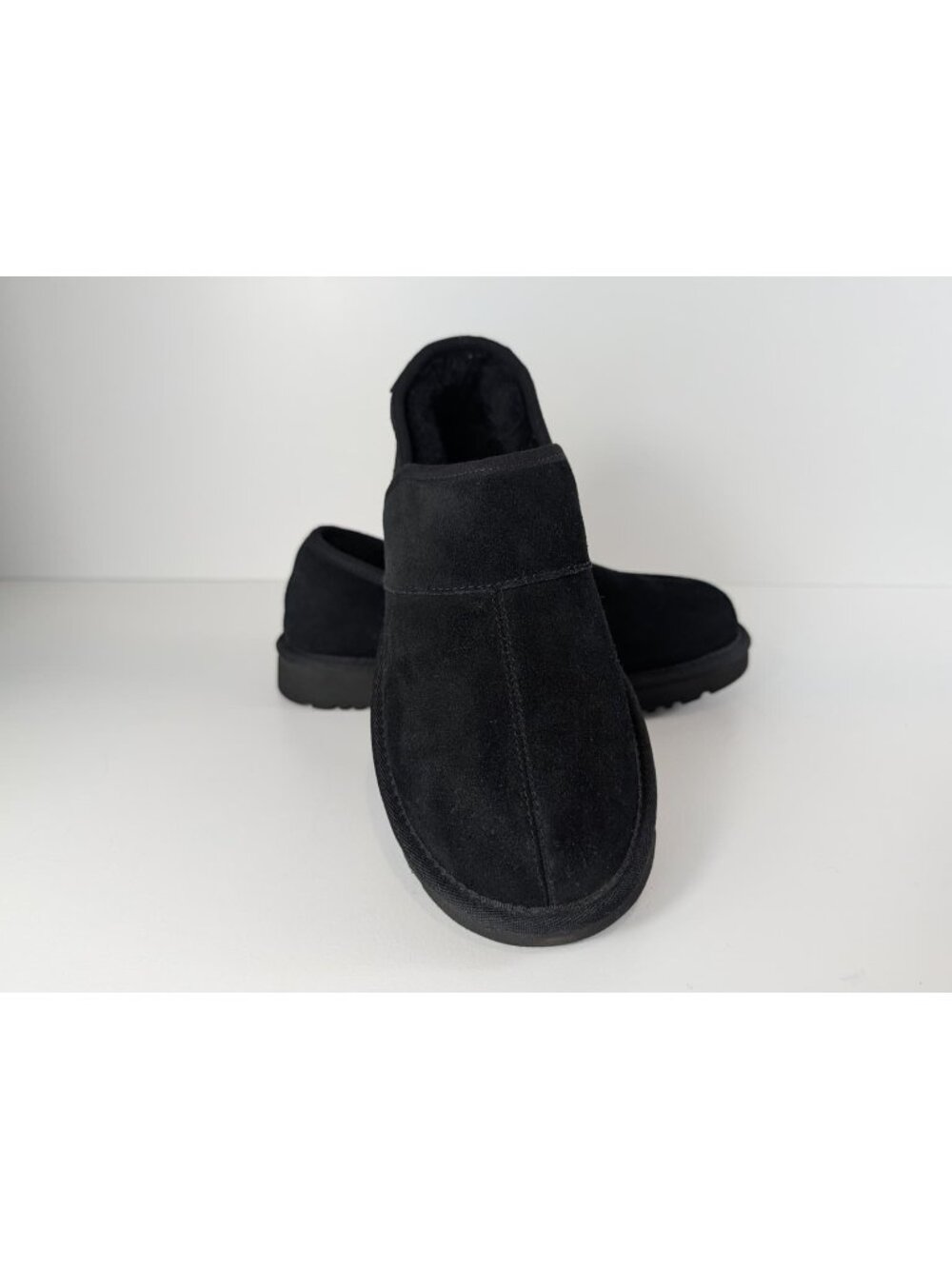 UGG Black Suede Slip-On Moccasin Shoes Men's Size 8 Durable Rubber Sole